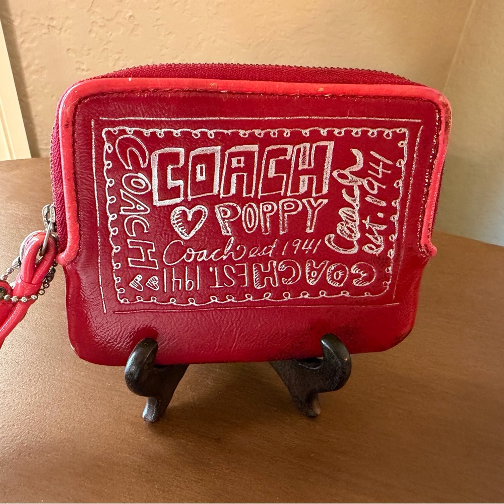 **SALE**Coach Poppy Red Graphic Wristlet